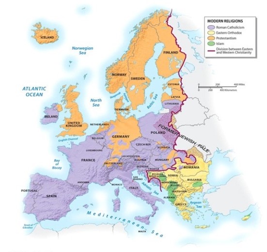 In what part of Europe is Protestantism the dominant religion?   A)  northern Germany B)  Sweden and Norway C)  England D)  only England and northern Germany E)  England, northern Germany, Sweden and Norway