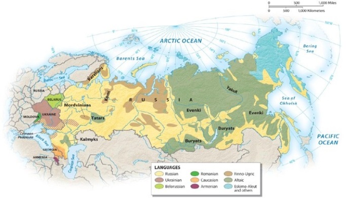 In what part of Russia are Finno-Ugric speaking peoples primarily located?   A)  Eastern B)  Southern C)  Western D)  Northern E)  Central