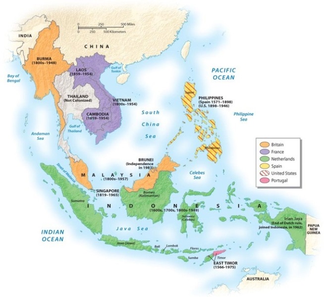 Who were the first Europeans to arrive in Southeast Asia to colonize the region?   A)  British B)  Dutch C)  Portuguese D)  French E)  Spanish