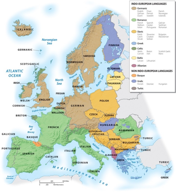 According to the graphic below, which of the following are the two language subfamilies found in the British Isles?   A) Germanic and Slavic B) Celtic and Germanic C) Romance and Germanic D) Celtic and Romance E) Romance and Slavic