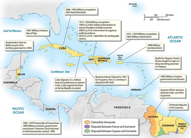 Describe and analyze the nature of U.S.involvement in the Caribbean from 1898 to the present.   