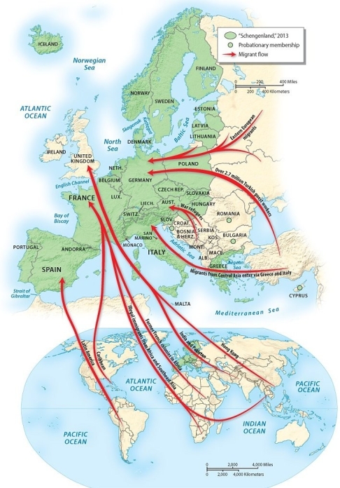 Where do most immigrants to France come from?   A)  Eastern Europe B)  France's former colonies in Africa C)  India and Pakistan D)  Hong Kong E)  Quebec, Canada