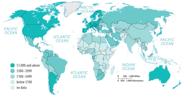 Figure 9.4.5   -On average,developed countries spend about $________ annually per capita on health care. A)  25,000 B)  18,000 C)  14,000 D)  8,000 E)  4,000