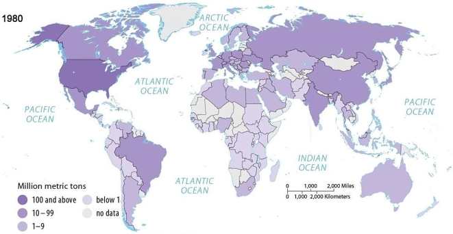 Figure 11.4.4       -Looking at Figure 11.4.4,which of the following countries had the highest steel production in 2010? A)  Argentina B)  Russia C)  China D)  United States E)  Brazil