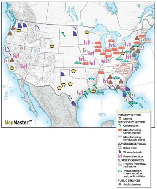 Figure 12.7.1: Economic Base of U.S. Cities   -________ are enterprises whose customers live in the same community,essentially,consumer services. A)  Basic industries B)  Nonbasic industries C)  Social services D)  Human services E)  Temporary services