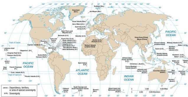 -According to the map of present-day colonial possessions, the U.S. colony located west of the British Virgin Islands is A) Palmyra. B) Guam. C) Jarvis Island. D) Puerto Rico. E) the U.S. Virgin Islands.