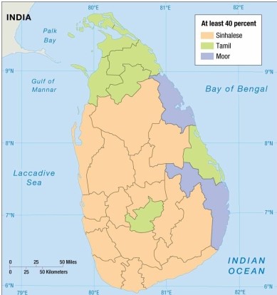   -The maps in this chapter indicate that in Sri Lanka, the Moors are clustered mainly along the western coast.