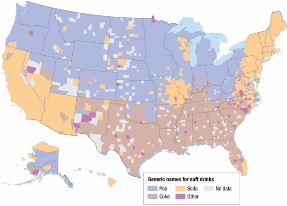   -An analysis of the map of U.S. soft drink terminology shows that the word  pop  is more common in A)  California. B)  Oregon. C)  Mississippi. D)  Florida. E)  New Mexico.