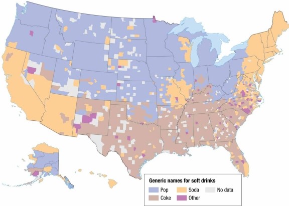   -An analysis of the map of U.S. soft drink terminology shows that the word  Coke  is more common in A)  Illinois. B)  Mississippi. C)  New York. D)  Oregon. E)  California.