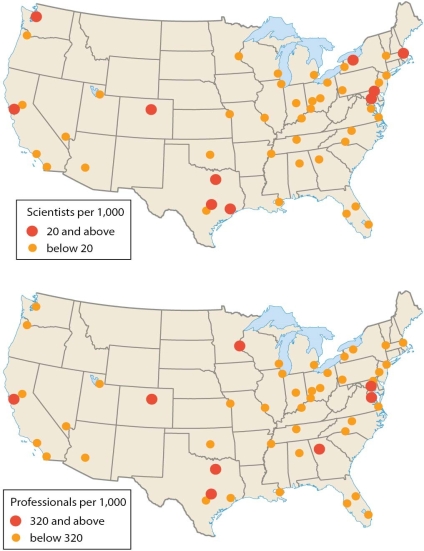   -According to these  geography of talent  maps, A)  the share of university graduates in the Atlanta area is greater than the share in the Memphis, Los Angeles, Miami, and Chicago areas. B)  the share of university graduates in the Atlanta area is greater than the share in the Memphis, Los Angeles, Miami, Boston, San Francisco, Washington, D.C., and Chicago areas. C)  the share of university graduates in the Los Angeles area is greater than the share in the Memphis, Boston, and Chicago areas. D)  the share of university graduates in the Los Angeles area is greater than the share in the Washington, D.C. area. E)  the share of university graduates in the Dallas area is greater than the share in the Boston and Atlanta areas.