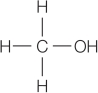 Refer to the figure below.   The figure shows the molecular structure of methanol.One type of hydrogen bond has been observed to form between molecules of methanol.Which diagram shows the most likely set of atoms involved in these hydrogen bonds? A)    B)    C)    D)    E)   