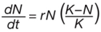 Consider the logistic growth equation shown:   If the value for   in this equation increased, the graph would change by A)  leveling off at a lower population size. B)  leveling off at a higher population size. C)  crashing to a population size near zero. D)  returning to an exponential curve. E)  changing from an exponential to a linear curve.