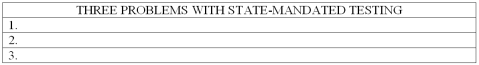 List three possible problems associated with state-mandated testing in the schools.   
