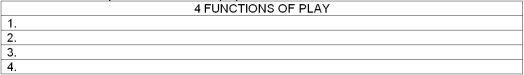 List at least four possible functions of play.   