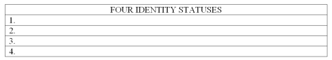 List the four identity statuses proposed by James Marcia.   