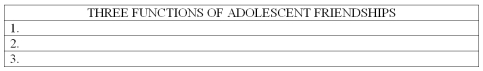 List three functions of adolescent friendships.   