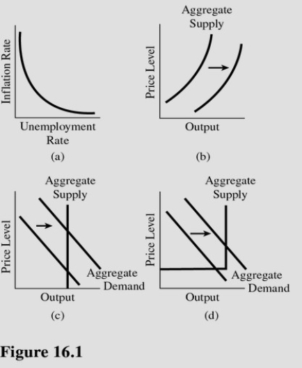   Choose the letter of the diagram in Figure 16.1 that illustrates the effects of supply-side policies designed to increase the capacity of the economy. A) a. B) b. C) c. D) d.