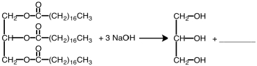 What type of compound is the second product in the reaction shown below?   A) fatty acid salt B) ester C) alcohol D) fatty acid