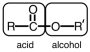 The following correctly labels the potential source of the two hydrocarbon groups in an ester.  