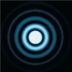 Fill in the blanks to produce a correct statement: The above computer model shows concentric circles, otherwise known as ________________, from ________ star(s) .   A) blurring, two B) chromatic aberration, two C) bad seeing, a single D) diffraction fringes, a single