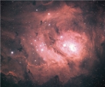  -In the above image of a glowing gas cloud, you mainly see the color pink. Which spectra would you mostly expect from this gas cloud  A) absorption B) continuous C) emission D) blackbody