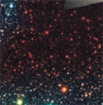    The image on the right indicates star formation that we cannot see in the wavelength band on the left. The image on the left is a/an __________ wavelength image of the ___________ wavelength image on the right.  A) radio, infrared B) infrared, visual C) visual, infrared D) infrared, radio