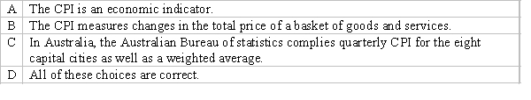 Which of the following best describes the Australian consumer price index (CPI)?