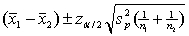 Assuming that all necessary conditions are met, what needs to be changed in the formula   so that we can use it to construct a confidence interval estimate for the difference of two population means when the population variances are assumed to be equal?  