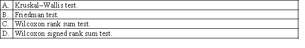 The non-parametric counterpart of the randomised block model of the analysis of variance is the:  <div style=padding-top: 35px> 