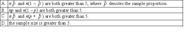 The use of the standard normal distribution for constructing a confidence interval estimate for the population proportion p requires that: