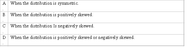 Which of the following statements describes when the median is a better measure of centre than the mean?  <div style=padding-top: 35px> 