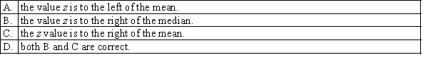 Given that Z is a standard normal random variable, a positive z value means that:  <div style=padding-top: 35px> 