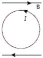 Which diagram correctly shows the magnetic field lines created by a circular current loop in which current flows in the direction shown? A)    B)    C)    D)    E)   