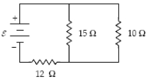  How much heat is produced in the 10-  \Omega  resistor in 5.0 s when  \varepsilon = 18 V?   A) 72 J B) 32 J C) 50 J D) 18 J E) 90 J 
