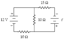  If \varepsilon  = 8.0 V,at what rate is that emf providing energy to the circuit shown below?   A) 8.4 W B) 7.6 W C) 5.6 W D) 11 W E) 2.0 W 