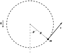  A 0.30-kg mass attached to the end of a string swings in a vertical circle (R = 1.6 m) ,as shown.At an instant when  \theta  = 50 \degree ,the tension in the string is 8.0 N.What is the magnitude of the resultant force on the mass at this instant?   A) 5.6 N B) 6.0 N C) 6.5 N D) 5.1 N E) 2.2 N 