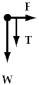 A rock attached to a string swings in a vertical circle.Which free body diagram could correctly describe the force(s) on the rock when it is at the highest point? A)    B)    C)    D)    E)   