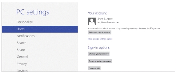   -Studying the accompanying figure, you can say for certain that ____. A)  the user has a Microsoft account B)  the user only has a local account C)  the user is not currently using a Microsoft account D)  the user has not purchased Office 365