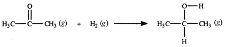 Acetone can be easily converted to isopropyl alcohol by addition of hydrogen to the carbon-oxygen double bond.Calculate the enthalpy of reaction using the bond energies given.     A) -484 kJ B) -366 kJ C) -48 kJ D) +48 kJ E) +366 kJ