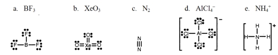 Which one of the following Lewis structures is definitely incorrect?   A) a B) b C) c D) d E) e