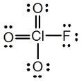 In the following Lewis structure for ClO<sub>3</sub>F,chlorine has a formal charge of ____ and an oxidation number of ____.   A) 7,7 B) 7,-1 C) 1,1 D) 1,-1 E) 1,7
