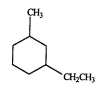 Select the correct name for the following compound.   A) 1-ethyl-3-methylcyclohexane B) 1-methyl-5-ethylcyclohexane C) meta-ethylmethylcyclohexane D) meta-ethylmethylbenzene E) 3-ethyltoluene