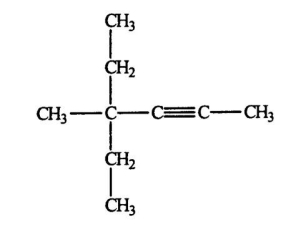 Select the correct name for the following compound.   A) 4-4-diethyl-2-pentyne B) 2,2-diethyl-3-pentyne C) 2-ethyl-2-methyl-4-hexyne D) 4-ethyl-4-methyl-2-hexyne E) 2-ethyl-2-methyl-4-hexene