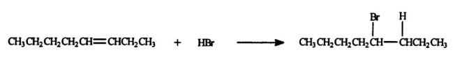 Select the correct reaction type for the following process.   A) addition B) elimination C) substitution D) oxidation E) reduction