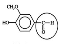 Vanillin is a flavoring agent which occurs naturally in the vanilla bean, the seed of an orchid. Identify the functional group circled.   A)  aldehyde B)  ketone C)  alcohol D)  carboxylic acid E)  carbonyl