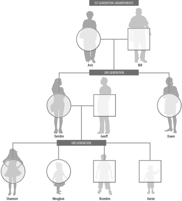 <strong>Albinism is a recessive disorder in which the skin and hair fail to produce pigment. The following question(s) ask you to evaluate the pedigree chart shown here in which N is the allele for normal pigmentation and n is the allele for albinism. The shaded circles for Deirdre and Shannon represent the only individuals expressing the disorder. What was the probability that Deirdre and Geoff's first child would express the albino trait?</strong> A) 1/4 B) 1/2 C) 1/8 D) 3/4