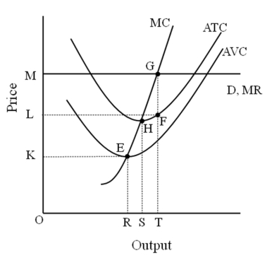    -Total profit A) is the rectangle bounded by OLTF. B) is the rectangle bounded by OKER. C) is the rectangle bounded by LMGF. D) None of the choices are correct.