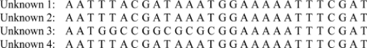 You have just isolated four homologous sequences through PCR amplification of specific glycolytic enzymes genomic sequence from four separate bacterial cultures that you proved to be Escherichia coli through morphological and biochemical laboratory analysis. Unknown 3 colonies look different from the other three. Is this still an Escherichia coli? How can you explain this difference and what can you deduce about the gene product in comparison with the other three samples?  