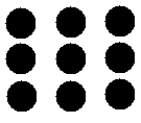   Which Gestalt grouping principle explains why the nine dots to the left look like three columns of three dots each? A) good continuation B) similarity C) uniform connectedness D) proximity
