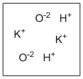 Which diagram properly depicts the dissolved species present in an aqueous solution of KOH? (water molecules are not shown)  A)    B)    C)    D)   